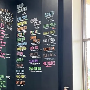 a menu on the wall