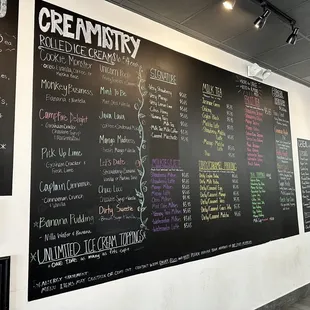 Creamistry menu