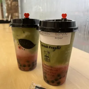 two cups of bubble tea