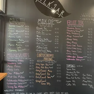 The cute menu so many options