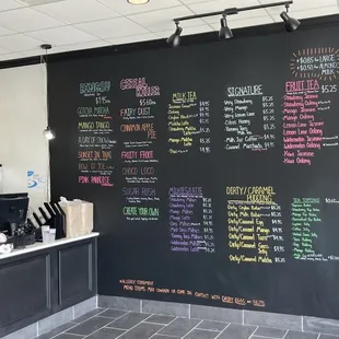 a blackboard with a menu on it