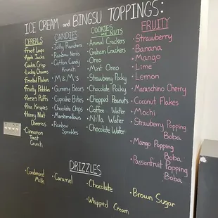 a chalk board with a menu on it