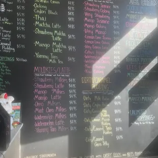 a menu on a blackboard