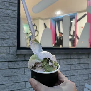 Matcha strawberry single scoop ($5.50)