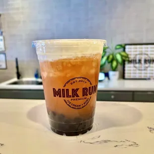 Pink Guava Tea with Boba &amp; Sea Salt Cream