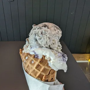 Waffle cone with pb cookies &amp; cream and hello summer