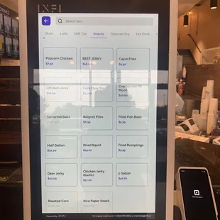 snack menu