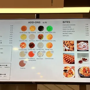 a menu on a large screen