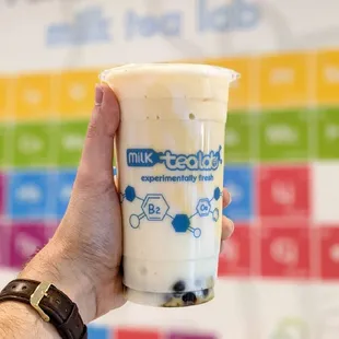 Peach Milk Tea with boba &amp; mochi