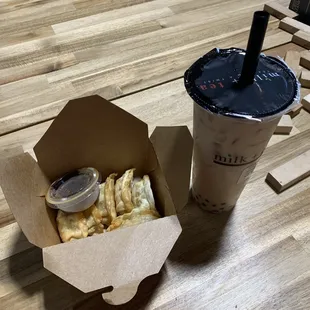 Gyoza (dumplings)  &amp; house milk tea