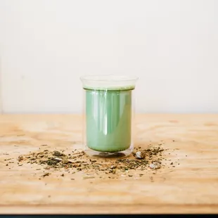 Algerian Mint Matcha: Mint Tea, Lemon &amp; Date Infused Simple Syrup, Matcha and Your Choice of Milk!!