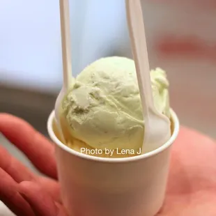 Kid Size Ice Cream Scoop ($5.50) - Filipino Style Sweet Avocado + Brazilian Sweet Corn/Milho Verde