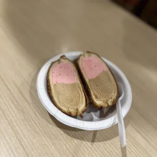 Strawberry &amp; Vietnamese Coffee Ice cream in Cinnamon Sugar Donut