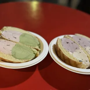 Matchacado + adzuki bean and blackberry + banana sandos