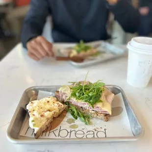 stracciata toast and ham toast