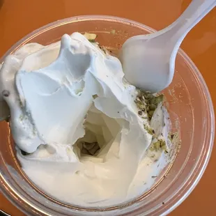 While in the middle of the soft serve so it&apos;s not even filled all the way.
