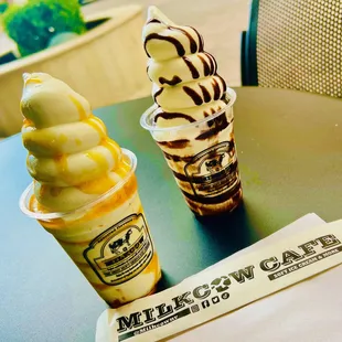 natural milk with passionfruit and natural milk with chocolate