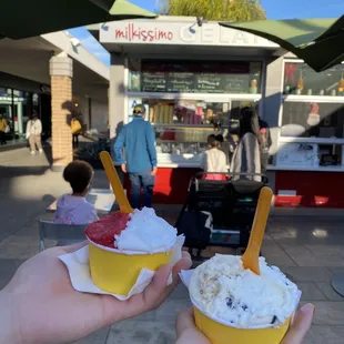 Medium sized raspberry and lemon; stracciatella and fig