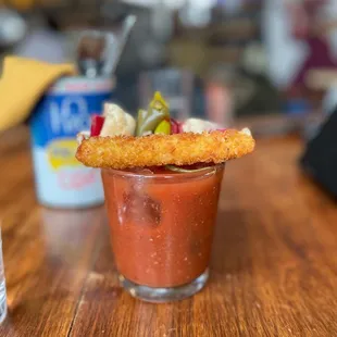 Bloody sherry with house made mozzarella stick