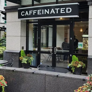 Exterior, not Caffeinated. New business collaboration for Milkvue Handcrafted Donuts + Coffee and DIY Tea Lab at Fisher/KOMO Plaza! (8/8/23)