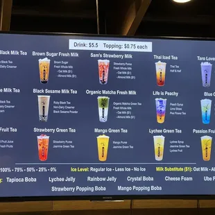 Drink menu