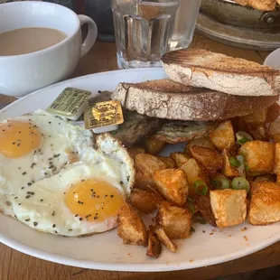 Two Eggs Potatoes Toast