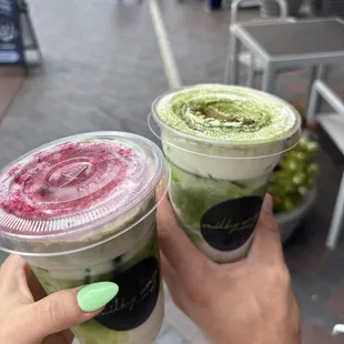 Left: cosmic matcha Right: Milky Way matcha