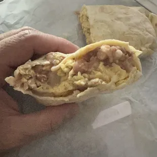 Ham breakfast burrito