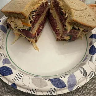 Overstuffed Corn beef and Pastrami Sandwich