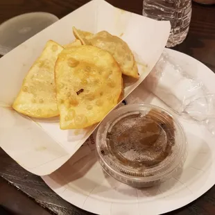 Fried Pierogi and onion