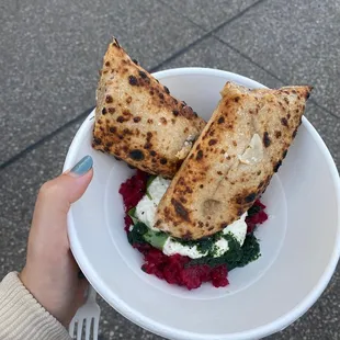 Beet and ricotta flatbread from Northern Fires Pizza