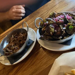 Side of brisket and brussel sprouts