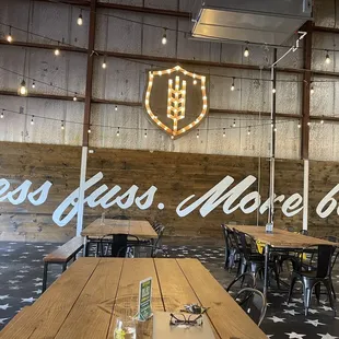 tables and chairs in a restaurant