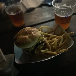 Smashburger with fries, always good and a great compliment to the beer!