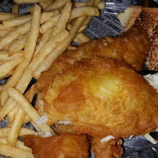 The cod basket, look at the length of the fries!
