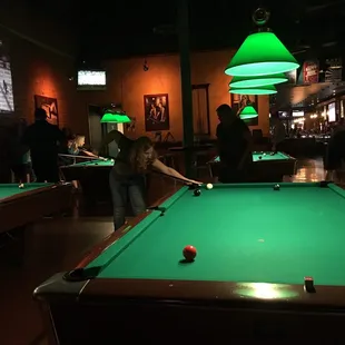 people playing pool in a bar