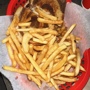 a basket of french fries