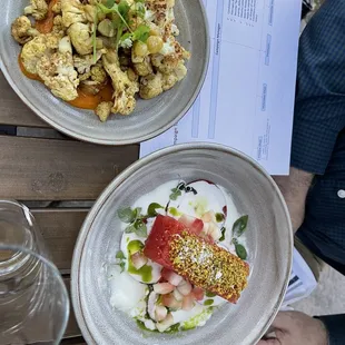 Watermelon and Tomato with Curried Cauliflower