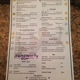 Menu (Ignore my stars and squiggles)