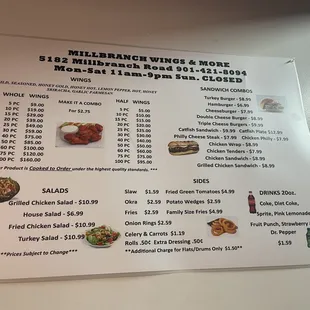Updated menu; Jan 2022