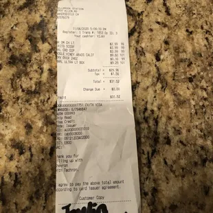 The receipt is Proof of the wine charge