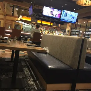 the seating area of the restaurant