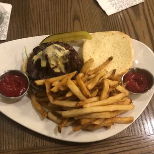 Short rib burger and fries
