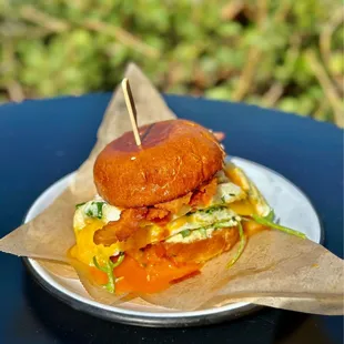 Brioche Egg Burger w/added bacon