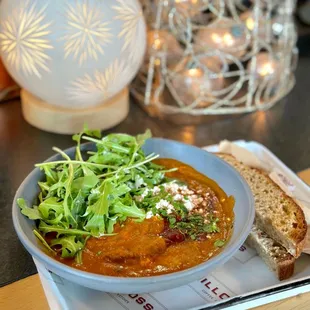 Shakshuka-spicy hot, but good.