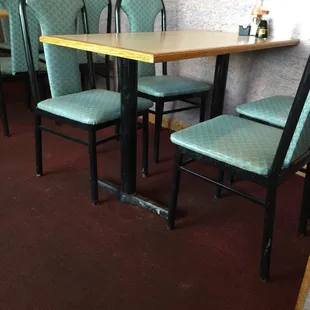 tables and chairs in a restaurant