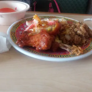 a plate of food and a bowl of soup