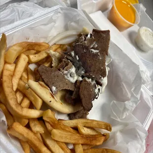 Meat was bitter fries weren&apos;t fresh tossed it didn&apos;t want 2 get sick