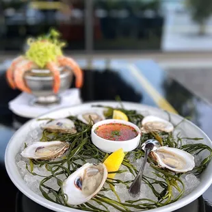Market Oysters w/ wild pink peppercorn mignonette, meyer lemon | 1/2 dozen - $28