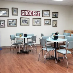 The old school diner dining area, corny but cute.